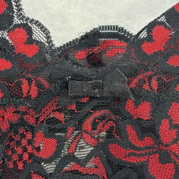 Frederick's of Hollywood Lace Bralette L Black Red Floral Whimsigoth Dark Fairy - Picture 3 of 8